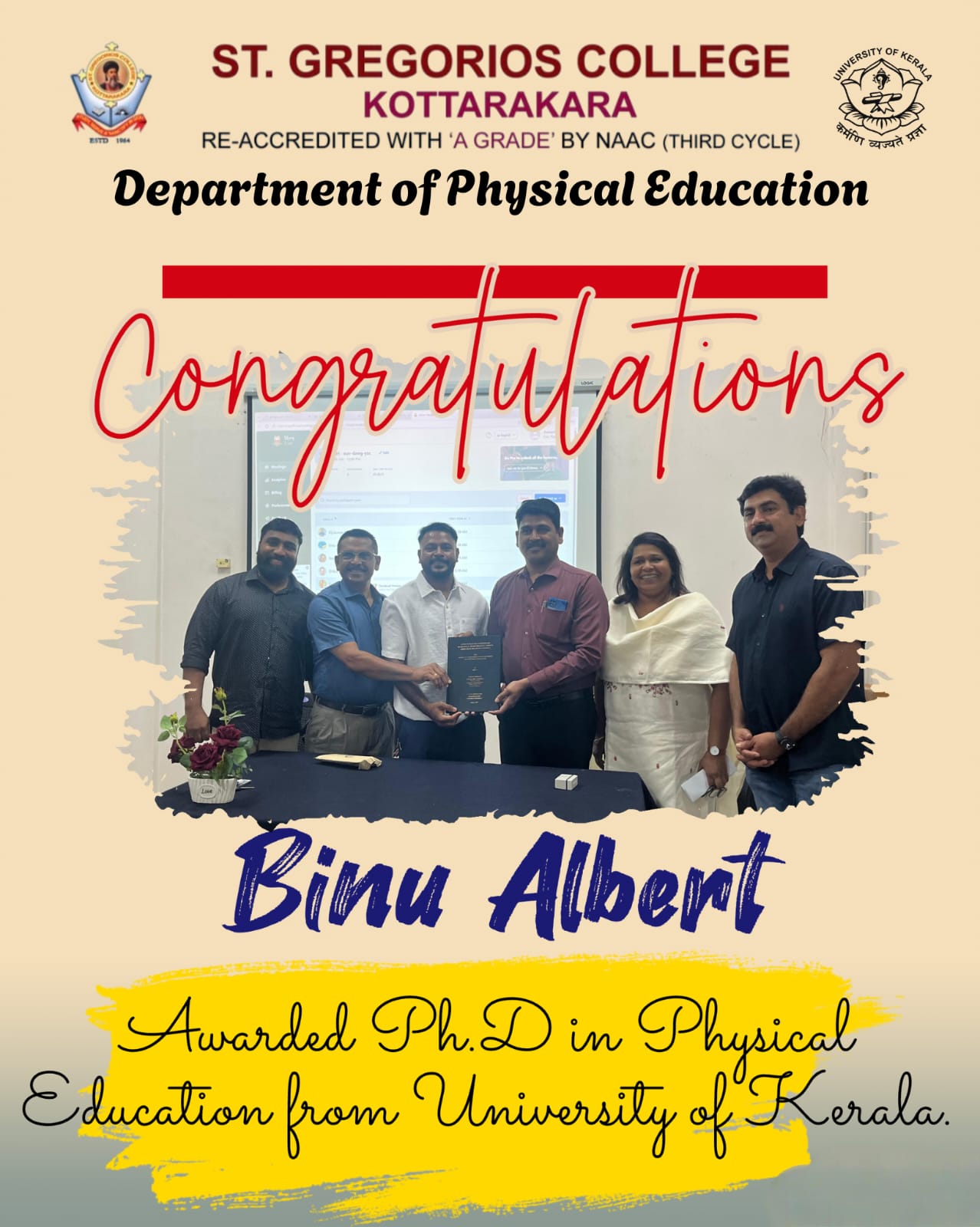 Awarded PhD in Physical Education